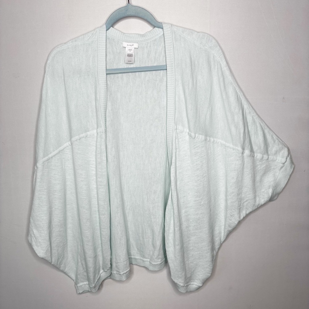 Pure Jill Womens XL Mint Green 100% Cotton Open Front‎ Batwing Cardigan Sweater - Picture 7 of 7